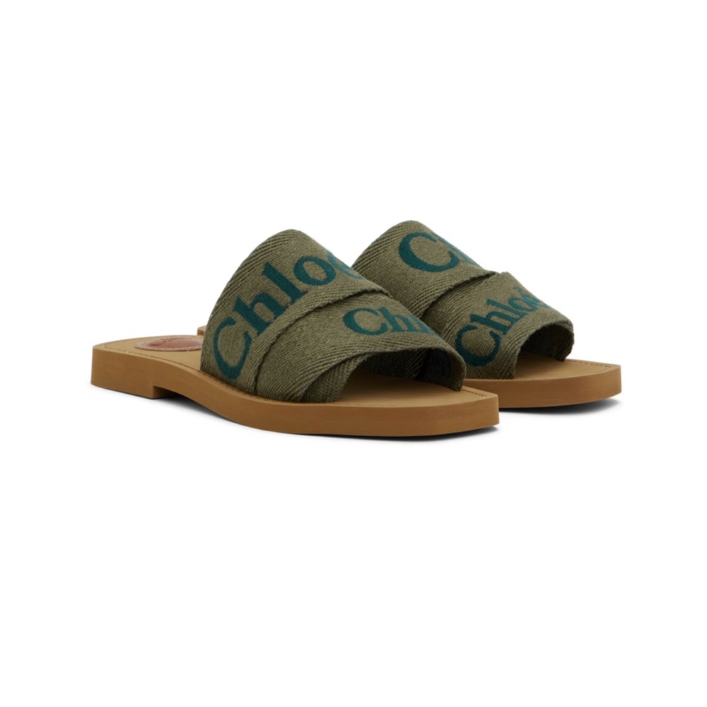 Chloe Woody Slide Sandals-Sweet Khaki